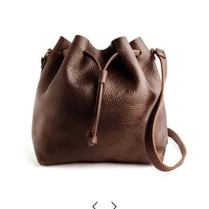 Portland leather larger bucket bag in cold brew